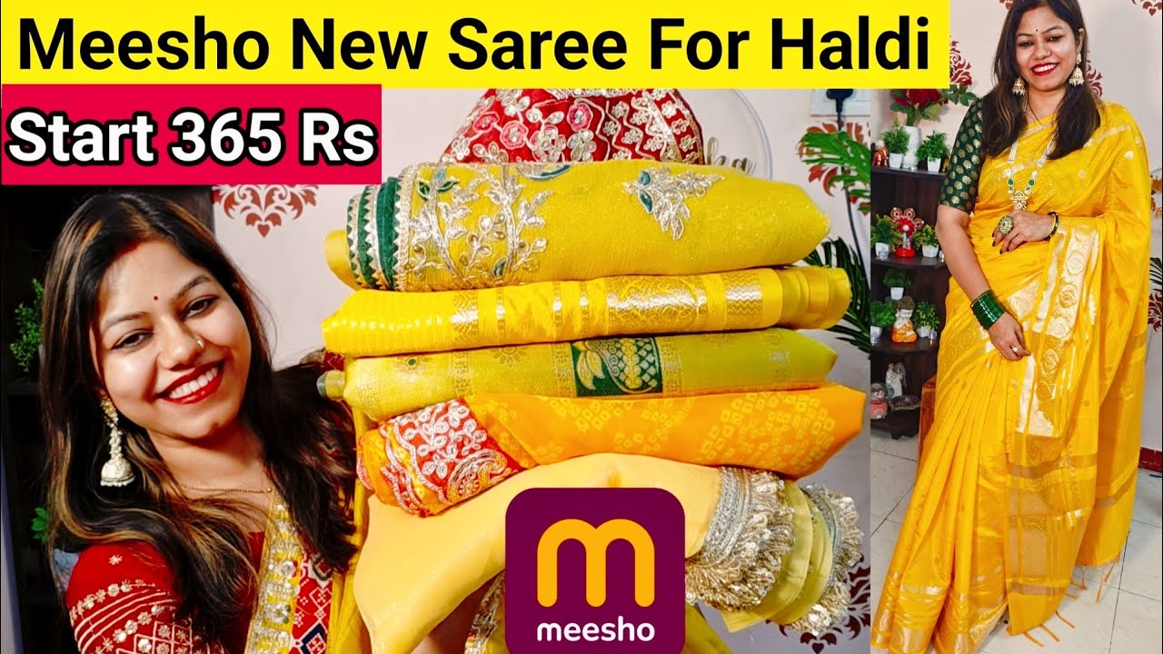 Meesho Saree Haul 365 Rs🥰 Saree For Haldi/Partywear Saree/Georgette/Bandhej/Silk Saree 