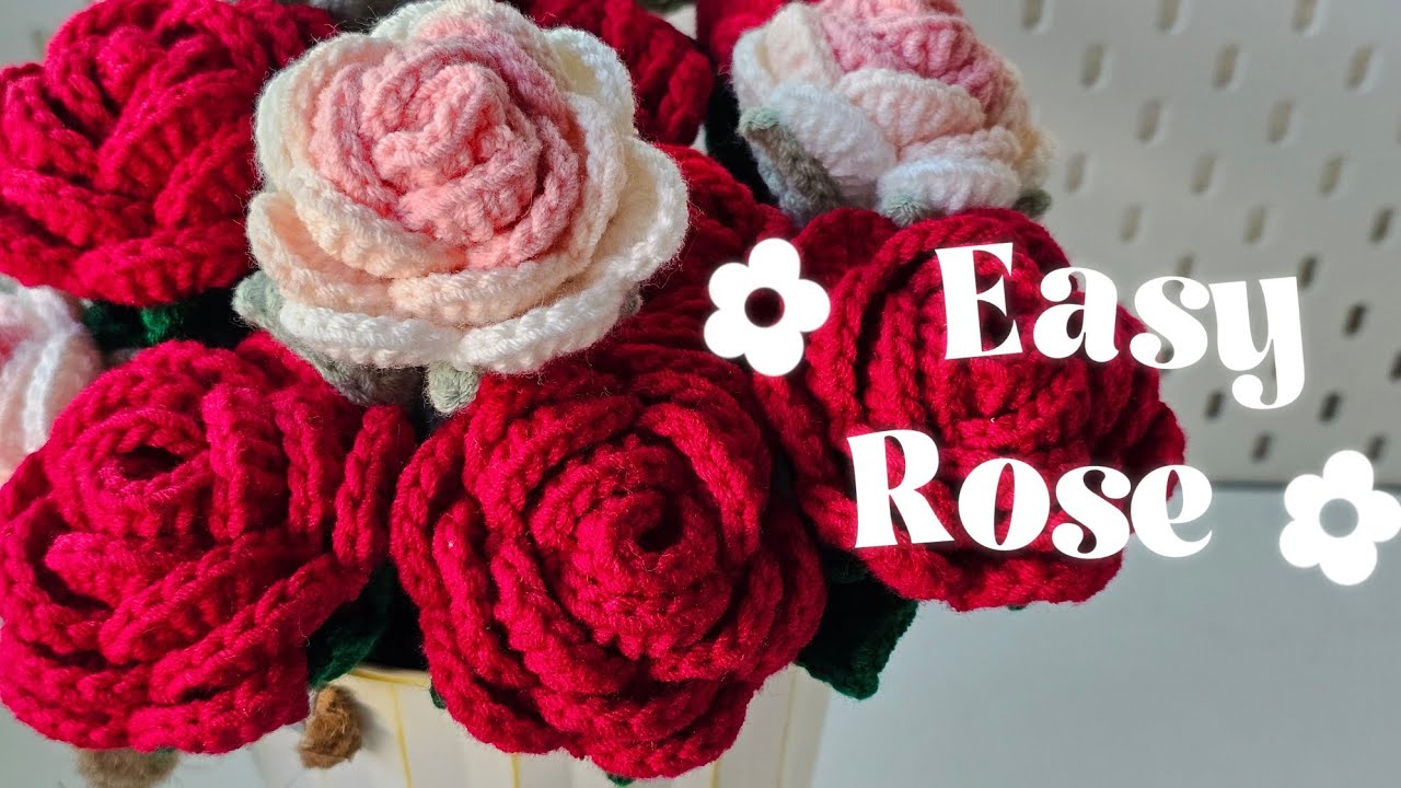 easy rose ถักดอกกุหลาบแบบง่ายๆ