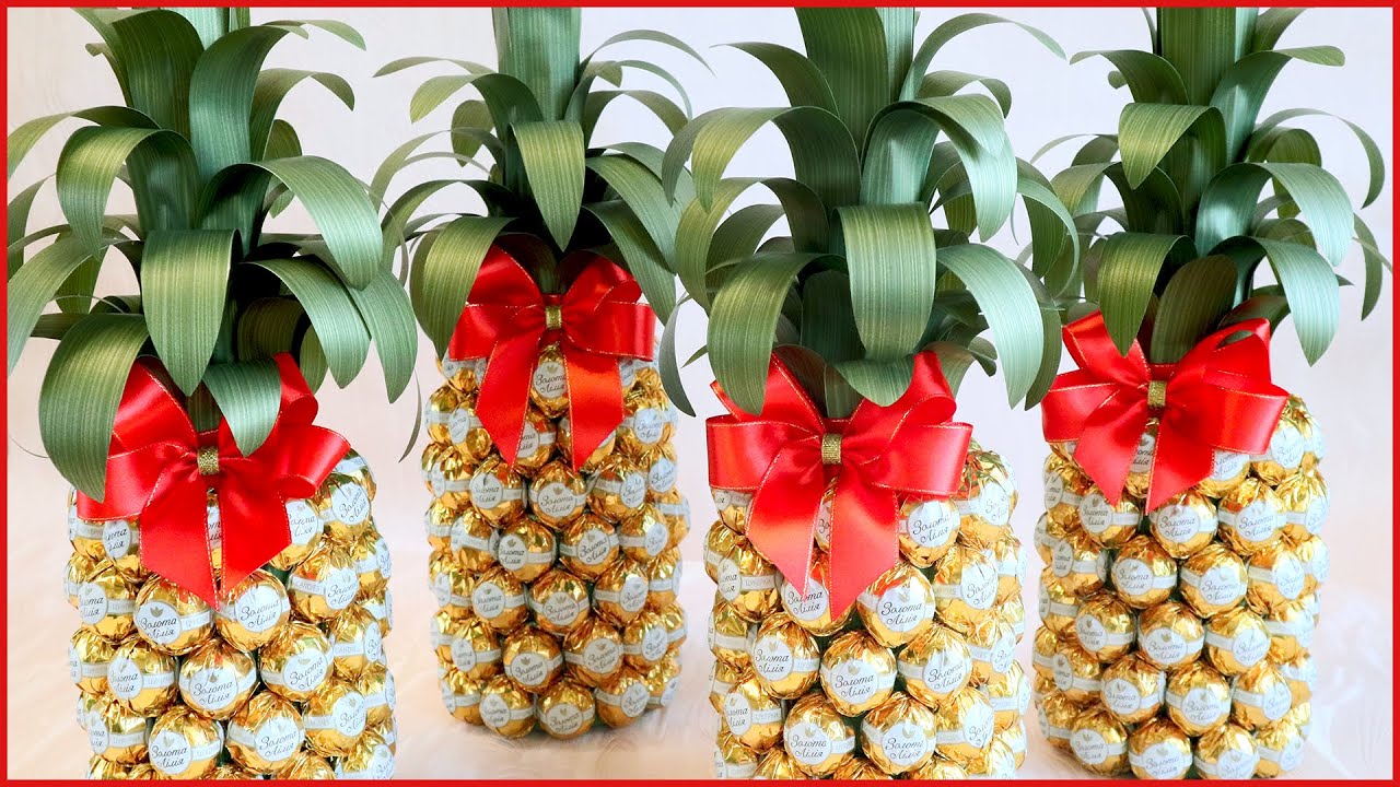 🍍 БОЛЬШОЙ ЗАКАЗ. Ананасы из конфет и шампанского 🍍 Сладкие и оригинальные подарки