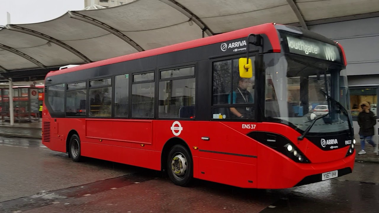 London Buses at Edmonton Green in the rain 11th December 2017
