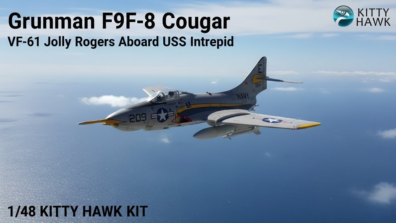 Grumman F9F-8 Couger VF-61 Jolly Rogers Aboard  USS Intrepid (CVA-11)(1/48 KITTY HAWK)