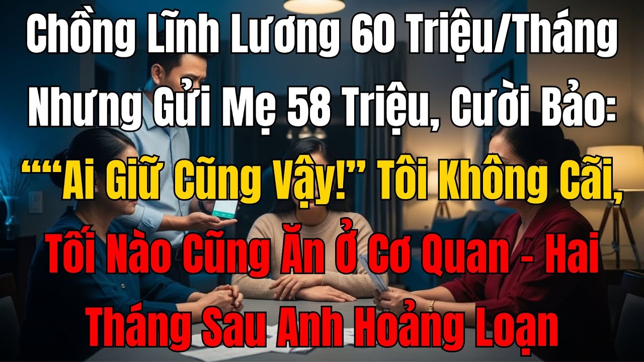 Chồng Lĩnh Lương 60 Triệu, Tháng Nào Cũng Đưa Mẹ 58 Triệu, Anh Nói: “Ai Giữ Cũng Vậy!” Tôi Lặng Im