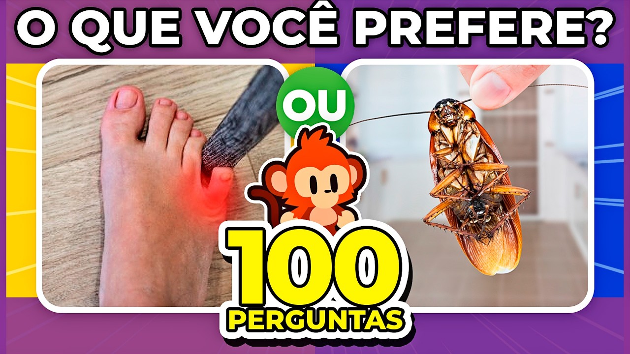 🔄 100 PERGUNTAS DE O QUE VOC&Ecirc; PREFERE? 🍔🪳🤢 MARATONA MACAQUIZ 🐒💨 #oquevoceprefere #quiz #macaquiz