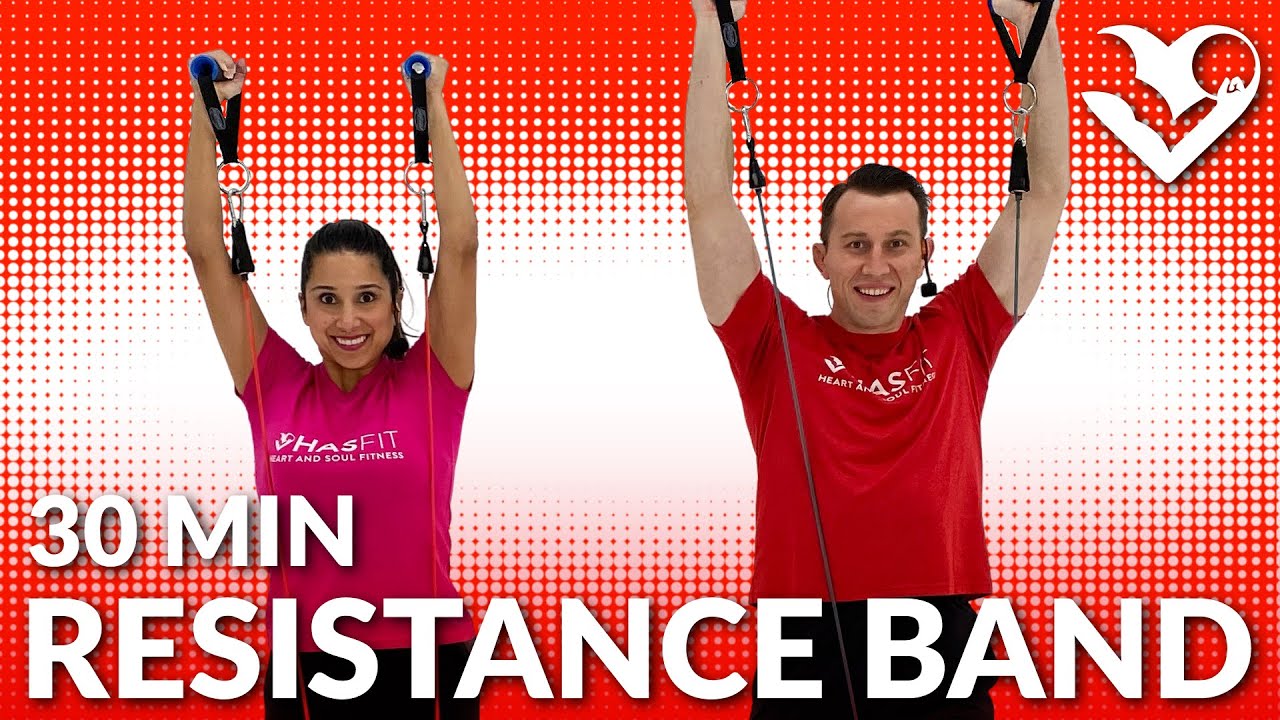 30 Min Full Body Resistance Band Workout - Exercise Band Workouts for Arms, Legs, Chest, Back, Abs