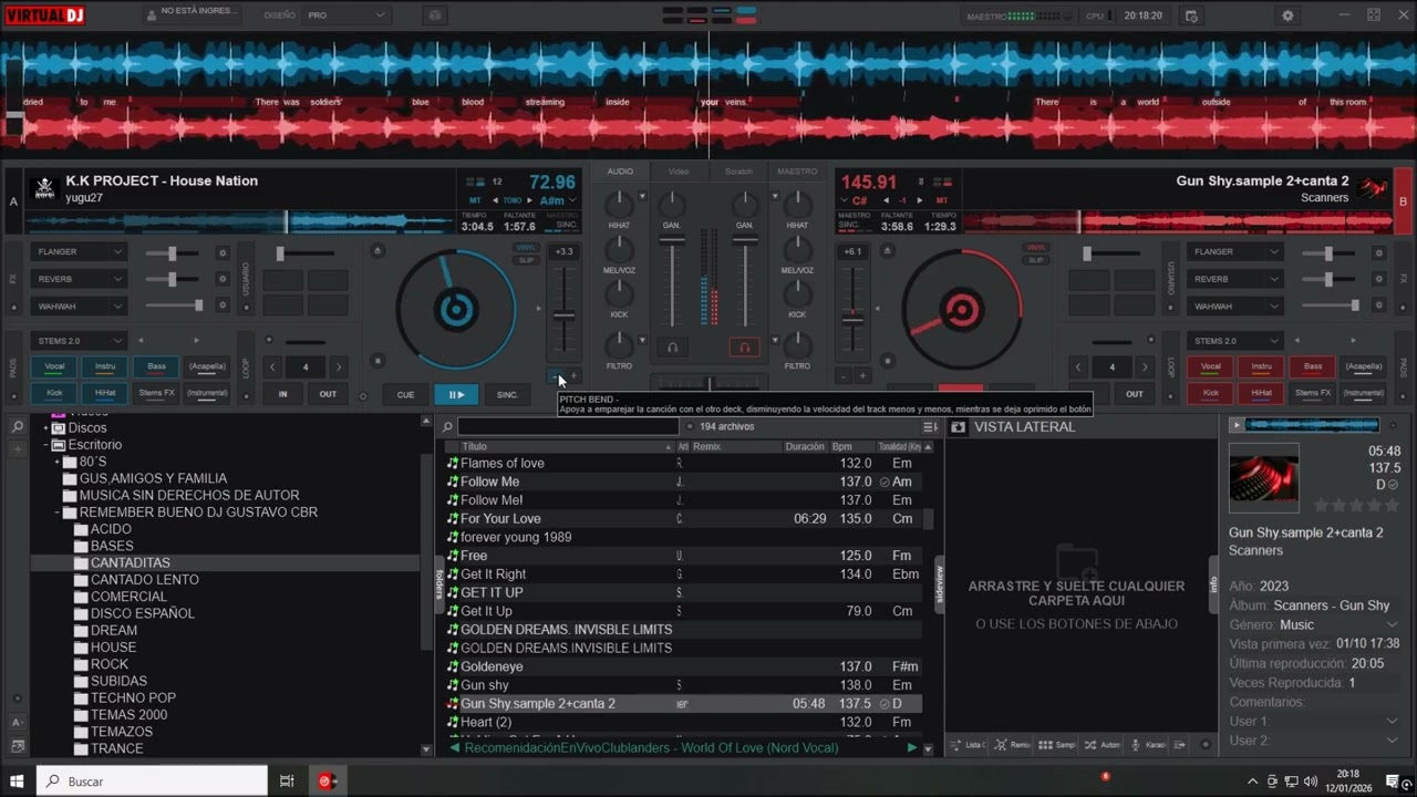 DJ GUSTAVO CBR.KK.PROJECT:HOUSE NATION MEZCLADO CON SCANNERS:GUN SHY
