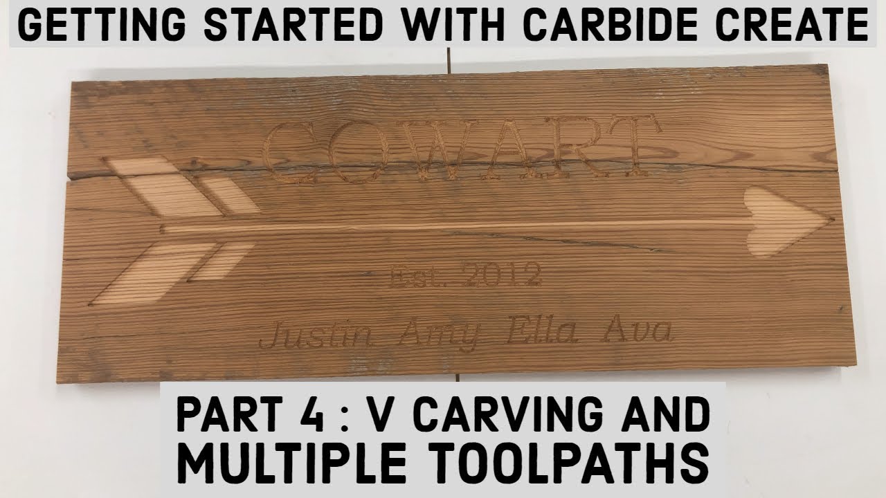 Carbide Create Shapeoko Basics - Part 4: Multiple Toolpaths And V Bit // CNC Woodwork