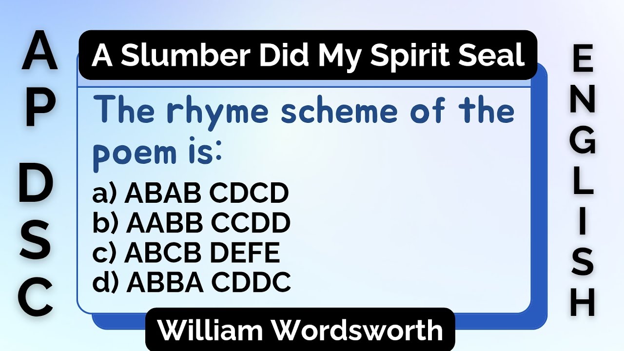 A Slumber Did My Spirit Seal | William Wordsworth | English Poem | Practice Bits (MCQS)