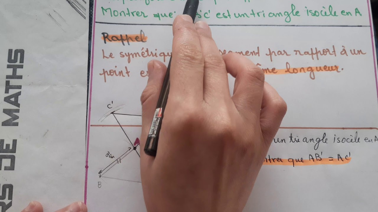 1ère année collège : La symétrie centrale (exercice 1)