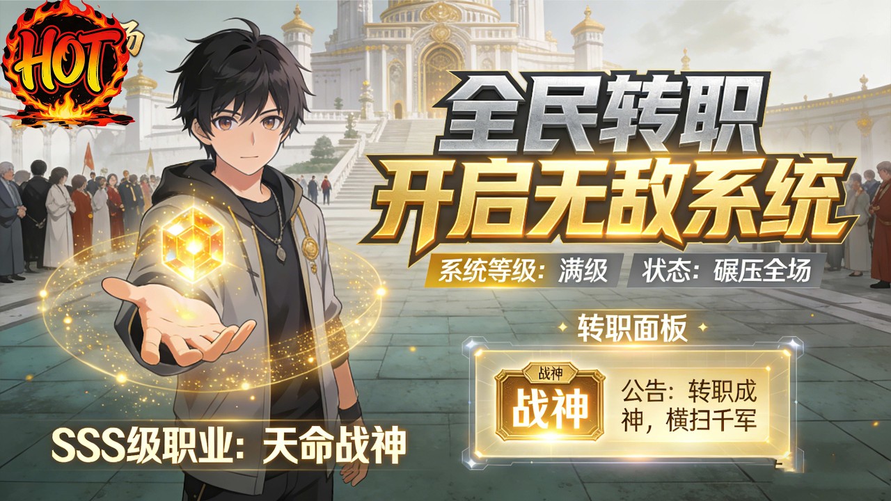 ✨【强推】《全民转职开启无敌系统 》1--77集公元2050年，蓝星与异世界融合，魔物入侵，人类退守城邦，靠成年转职御敌。叶凡为治愈妹妹断腿参加转职#穿越 #末世 #异能 ##动态漫画# 漫野推文