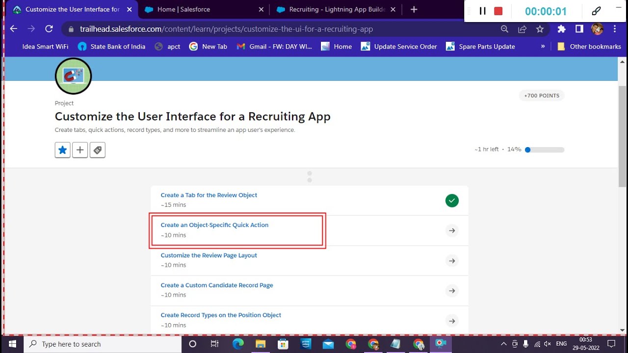 Create an Object Specific Quick Action | Customize the User Interface for a Recruiting App