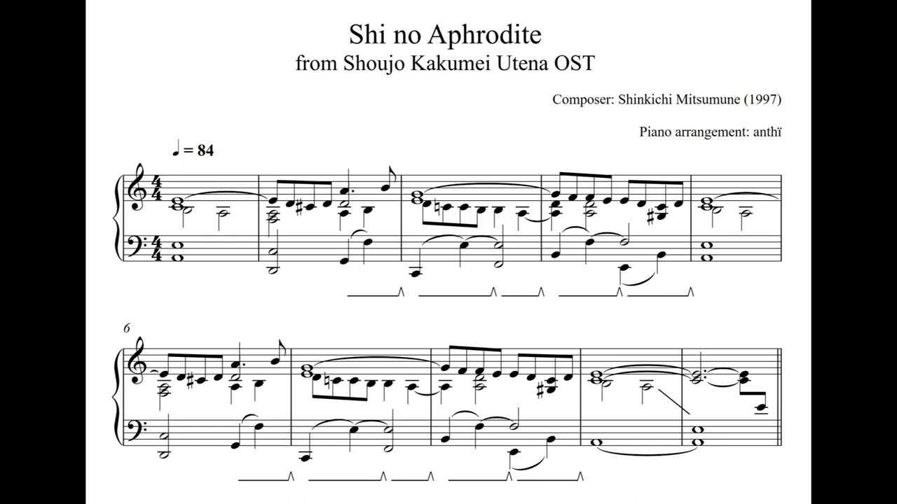 Shinkichi Mitsumune - Shi no Aphrodite (Revolutionary Girl Utena OST) | Piano arrangement