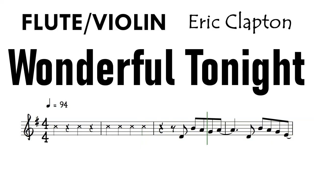 Wonderful Tonight Flute Violin Eric Clapton Sheet Music Backing Track Partitura