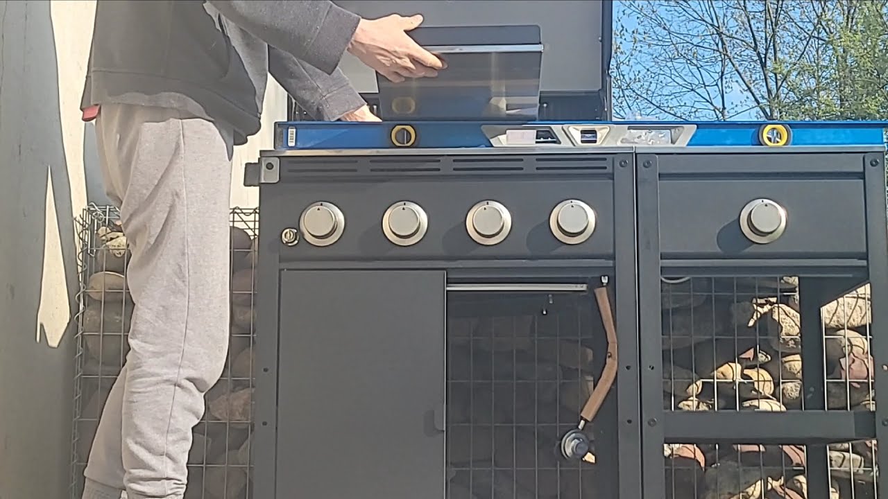 IKEA GRILLSKÄR Gas grill Installation by level,connection to the side Burner,installation Side table