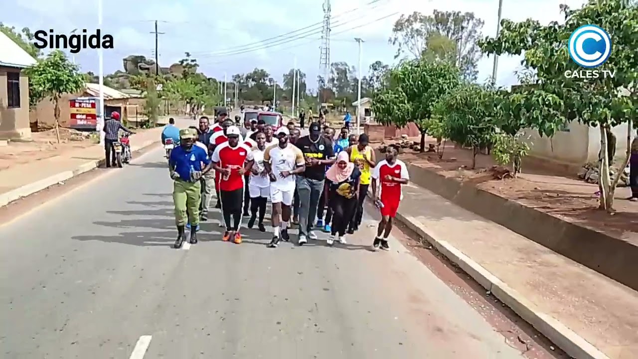 Chomachoma jogging wahamasisha uchangiaji Damu kwa kufanya mazoezi singida.