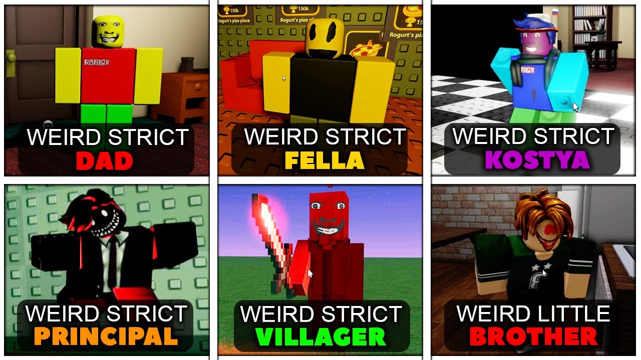 Weird Strict Dad vs Fella vs Kostya vs Principal vs Villager vs Little Brother - Jumpscares [ROBLOX]