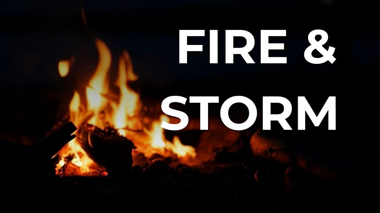 Fire and Rain Storm Sounds for Night Anxiety – 8 Hours – Storm Night Fireplace