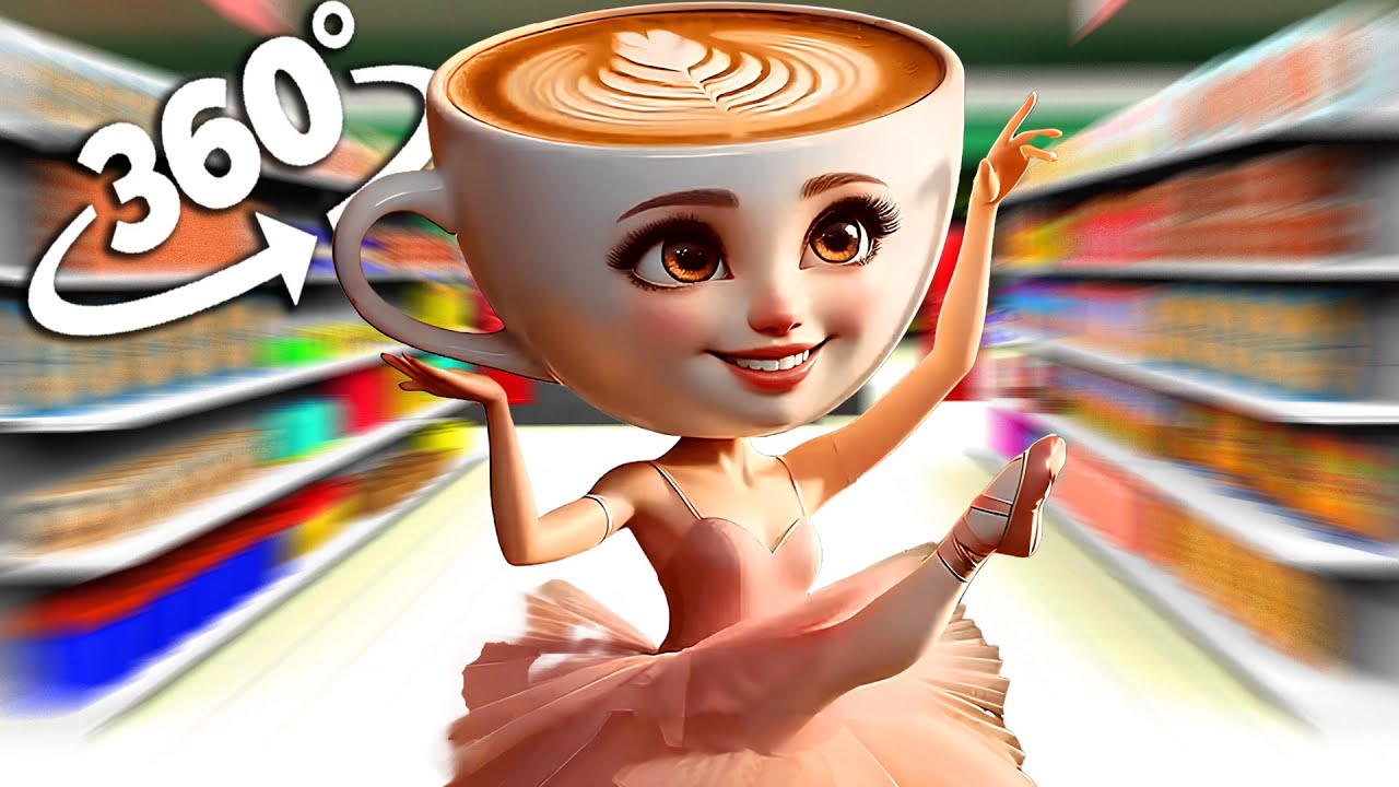 Ballerina Cappuccina -  Supermarket in 360° Video  | VR  | 4K (Ballerina Cappuccina Meme)