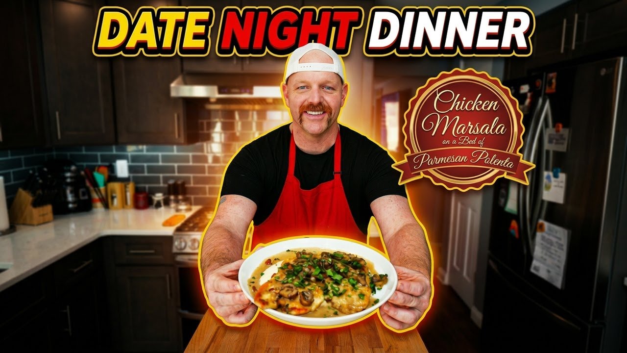 Chicken Marsala on a Bed of Parmesan Polenta | Date Night Dinner |