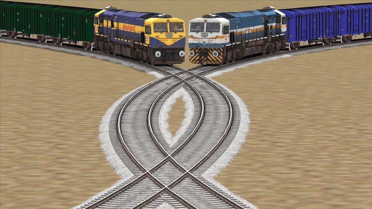 TRAINS Vs ROUND CROSSROAD - Train Simulator