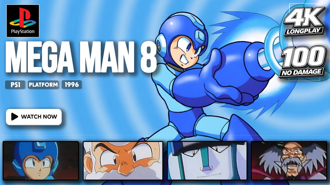 [100% & NO DAMAGE] Mega Man 8 | ALL BOLTS | PS1 LONGPLAY | FULL GAME | 4K