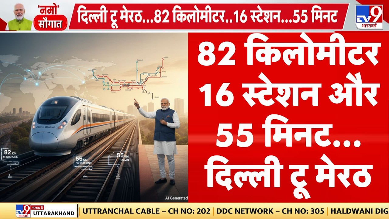 Namo Bharat Train: 82 किलोमीटर, 16 स्‍टेशन और 55 मिनट, दिल्‍ली टू मेरठ | PM Modi | Meerut Rapid Rail