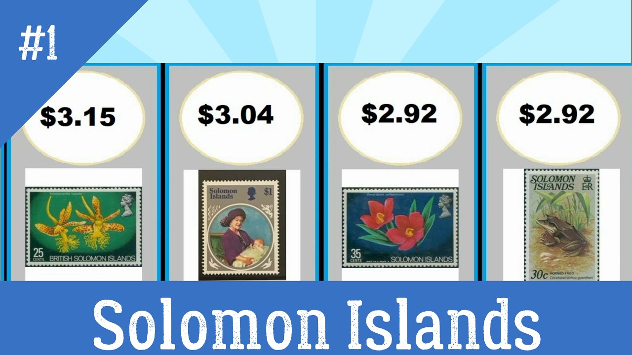 English stamp values - old British Solomon Islands stamp