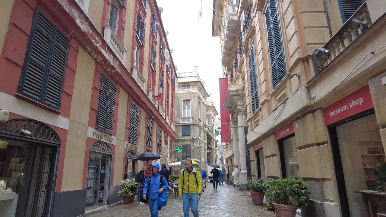GENOA, Italy - Old Town Walk - Via Garibaldi (World Heritage), Univ. of Genoa