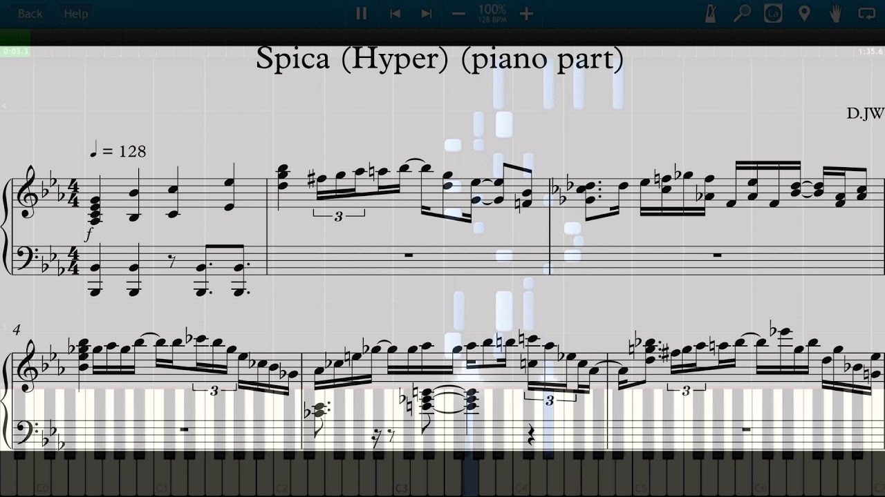 beatmania IIDX 7th style - Spica (N, H, A) (piano part score)