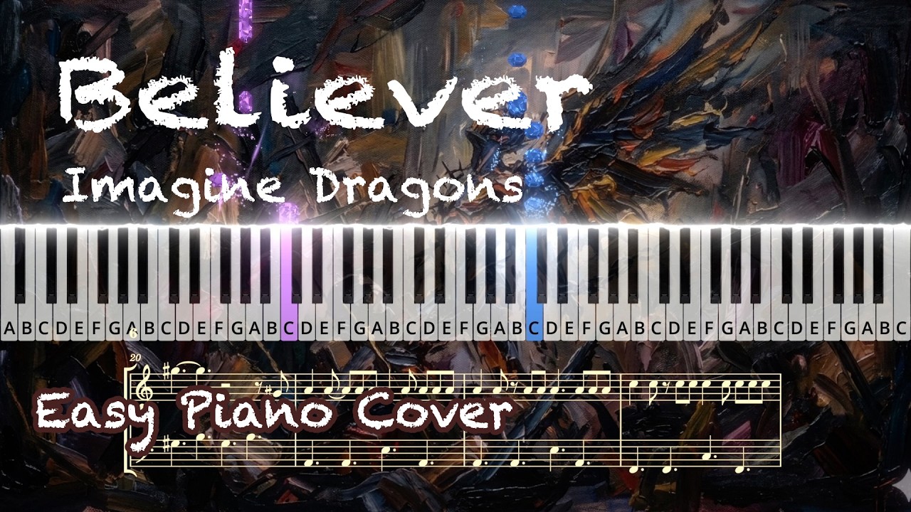 Imagine dragons - Believer | Easy Piano Cover with Sheet Music by sunnybr