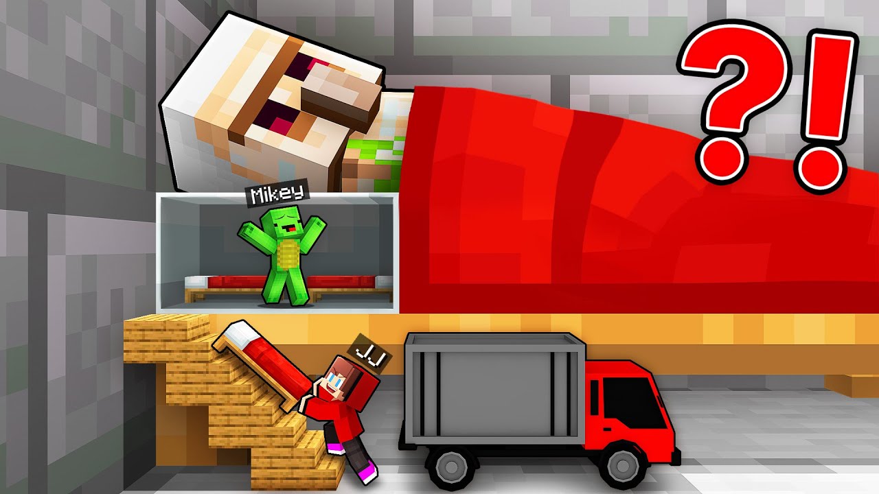 Mikey and JJ Survive Inside Golem BED in Minecraft (Maizen)