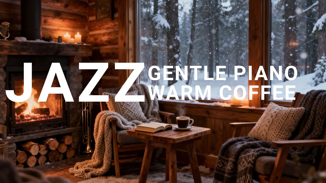 Cozy Winter Jazz ~ Relaxing Coffee Shop Ambiance for Snow Days