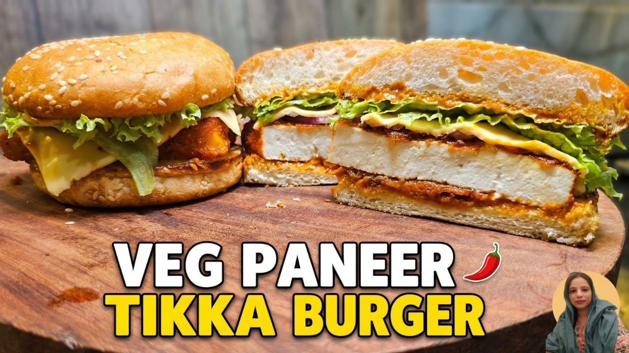SIRF 10 MINUTE MEIN BANAYE SABSE BEST PANEER BURGER 🍔 PANEER BURGER BANANE KA TARIKA 🤤