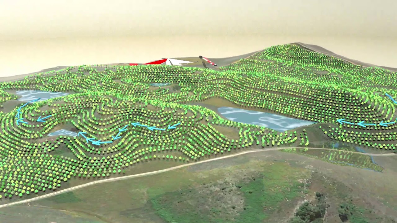 Proyecto Aquinta. Odemira. 45Has Dise&ntilde;o hidrol&oacute;gico con L&iacute;nea Clave keyline