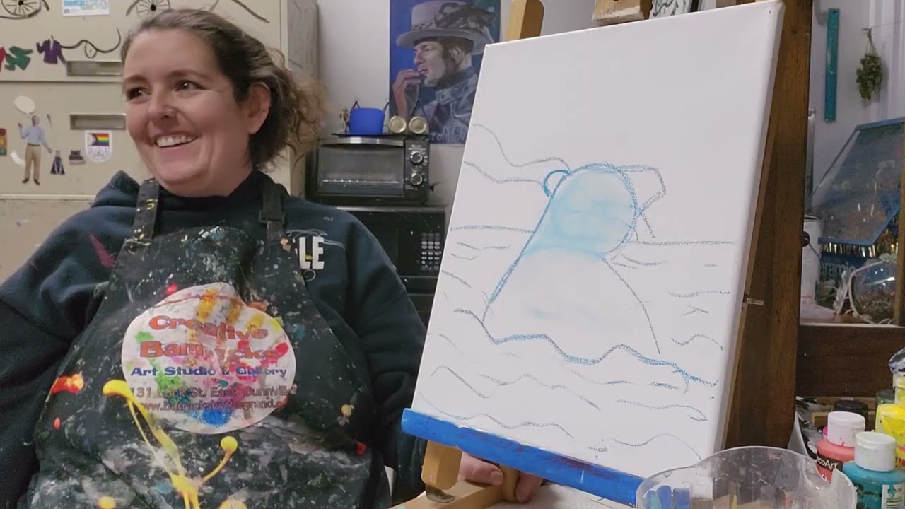 Polar Bear Sunset: LIVE Recorded Acrylic Paint Class for Kids at Creative Barracks Arts Studio