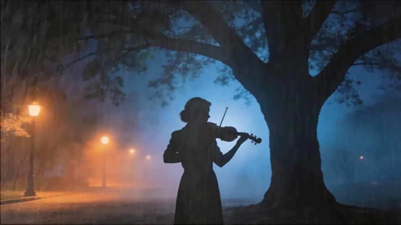 Heavy Rain & Soft Violin 🌧️ Calm Your Mind Instantly | Night Relaxation for Deep Sleep