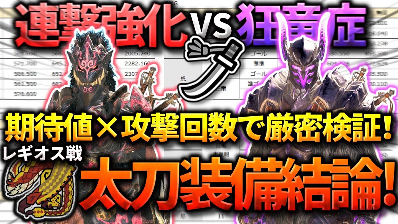 【連撃vs狂竜】期待値&times;攻撃回数で導くレギオス戦太刀ビルドの結論【モンハンワイルズ】