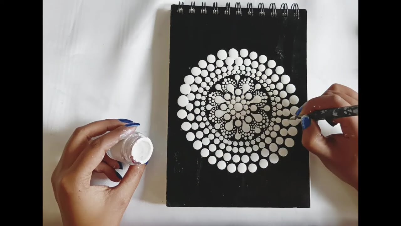 Beginner-Friendly Dot Mandala on Black Notebook | Calm & Relaxing Art