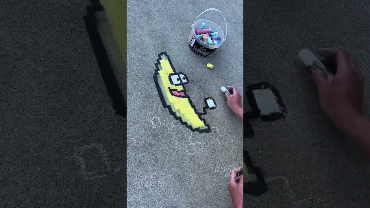 Peanut Butter Jelly Time 🍌 pixelated chalk art