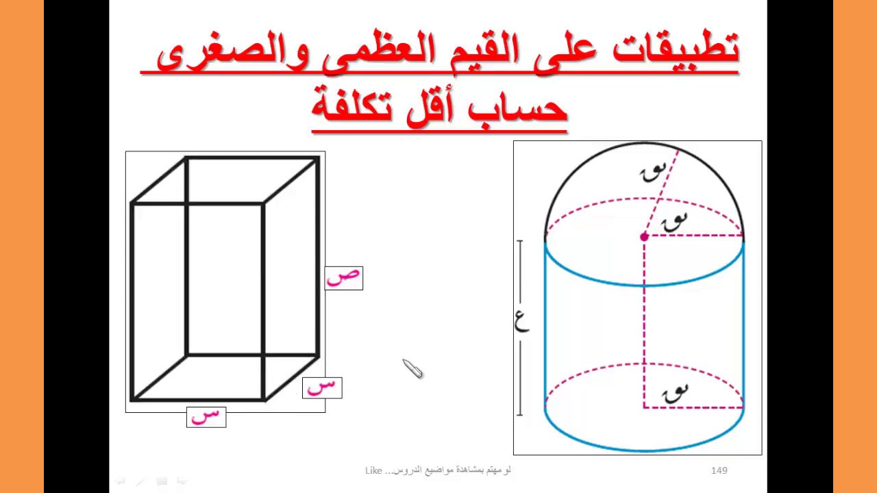 رياضيات | الثالث الثانوي | تفاضل  : تطبيقات على القيم العظمى والصغرى (الجزء الثاني)
