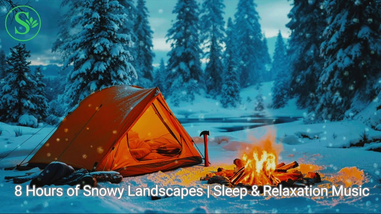 8 Hours of Snowy Landscapes | Relaxing Sleep Music & Winter Ambience for Stress Relief