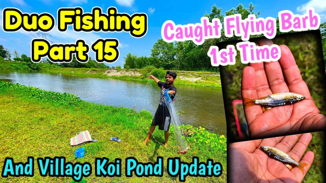 Duo Fishing Part 15 🔥: Caught Flying Barb🐠 for the 1st time🥰 | Fishing in River Village | Fishing