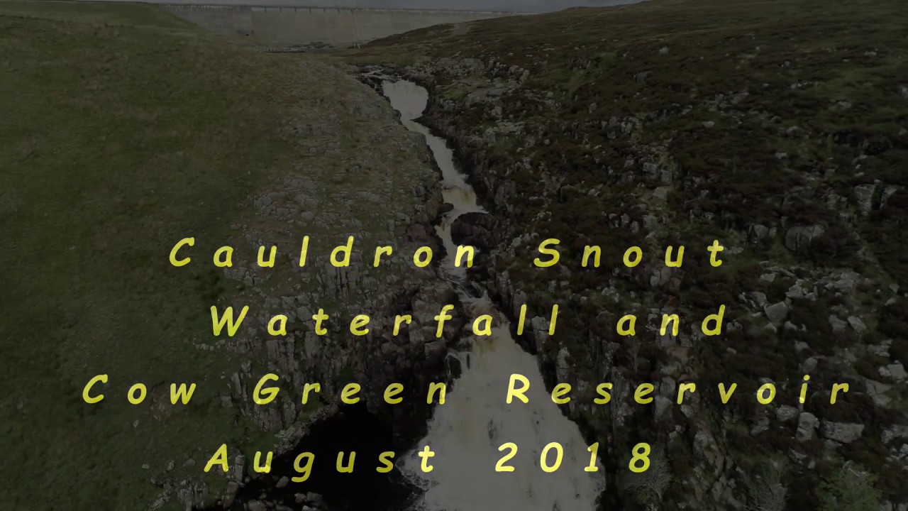 Cauldron Snout Waterfall & Cow Green Reservoir by air. Filmed in 4K using Phantom 4 Pro