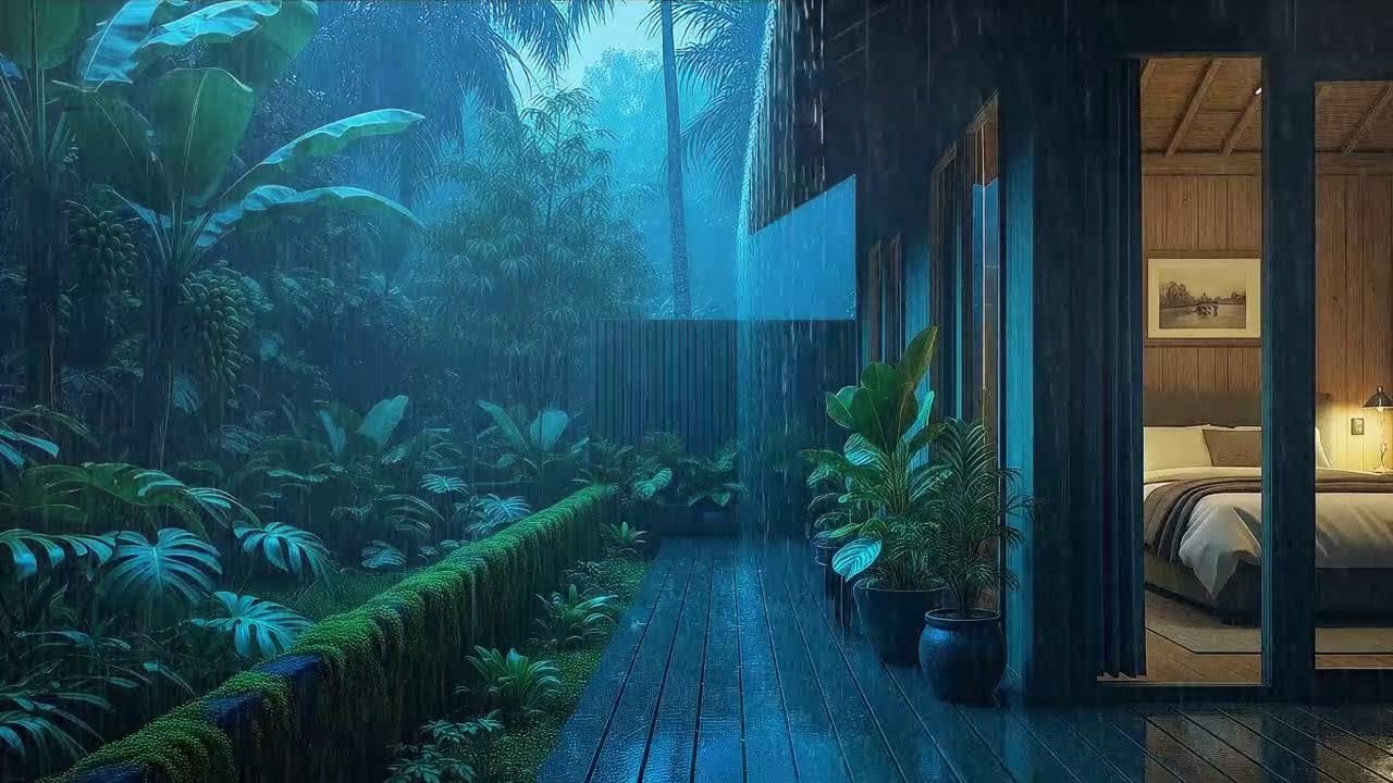 Calming Rainfall To Sleep Peacefully In Green Remote Shelter 🌧️