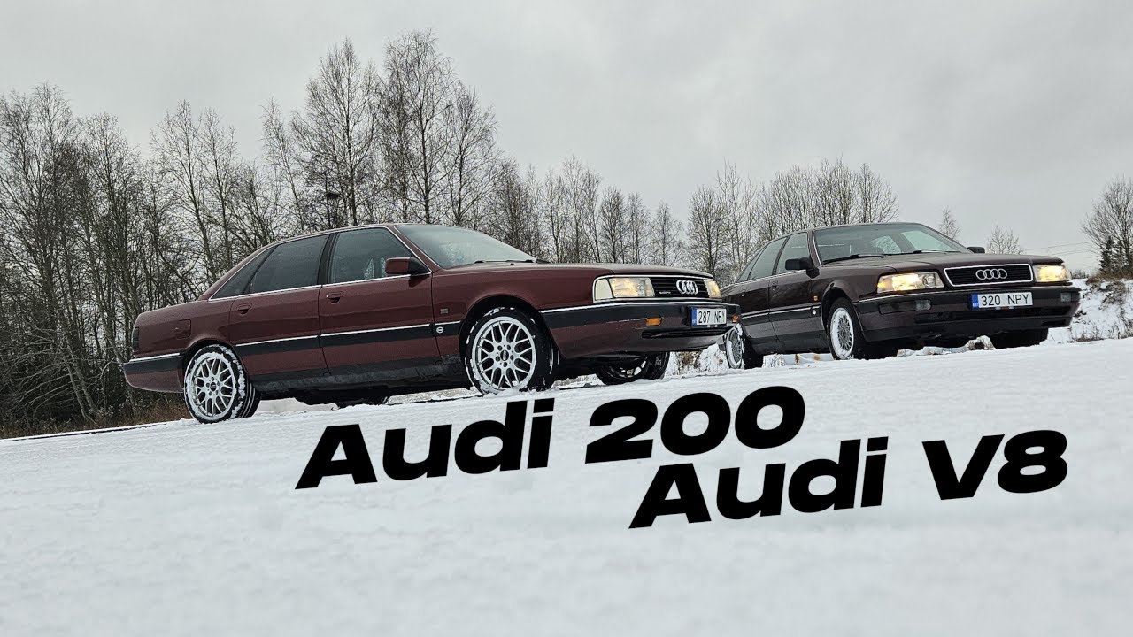 Audi 200 & Audi V8 snow fun - 1 minute of unedited clips
