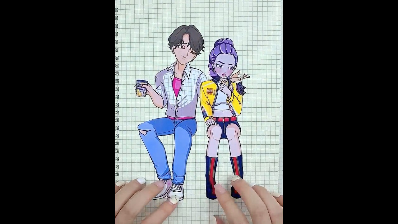 KPOP DEMON HUNTERS HUNTRIX JUMI and SAJA BOYS JINU | Sticker Book DIY #huntrix #sajaboys #golden