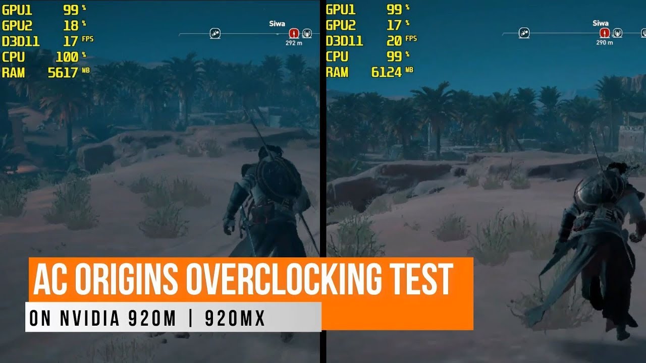 Assassin&rsquo;s Creed Origins Overclocking Test on Nvidia 920m / 920mx