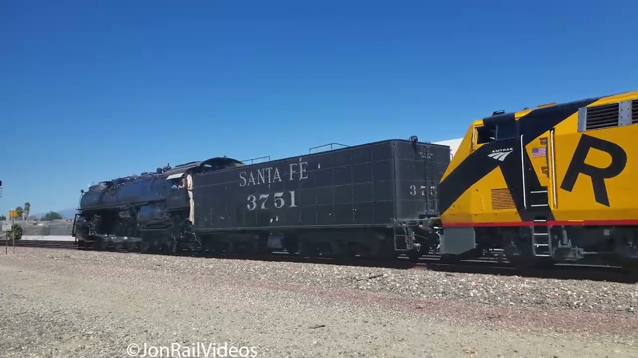 ATSF 3751 & Amtrak Rail Safety display train goes to Fullerton, CA (1) spotted by JonRailVideos 2022
