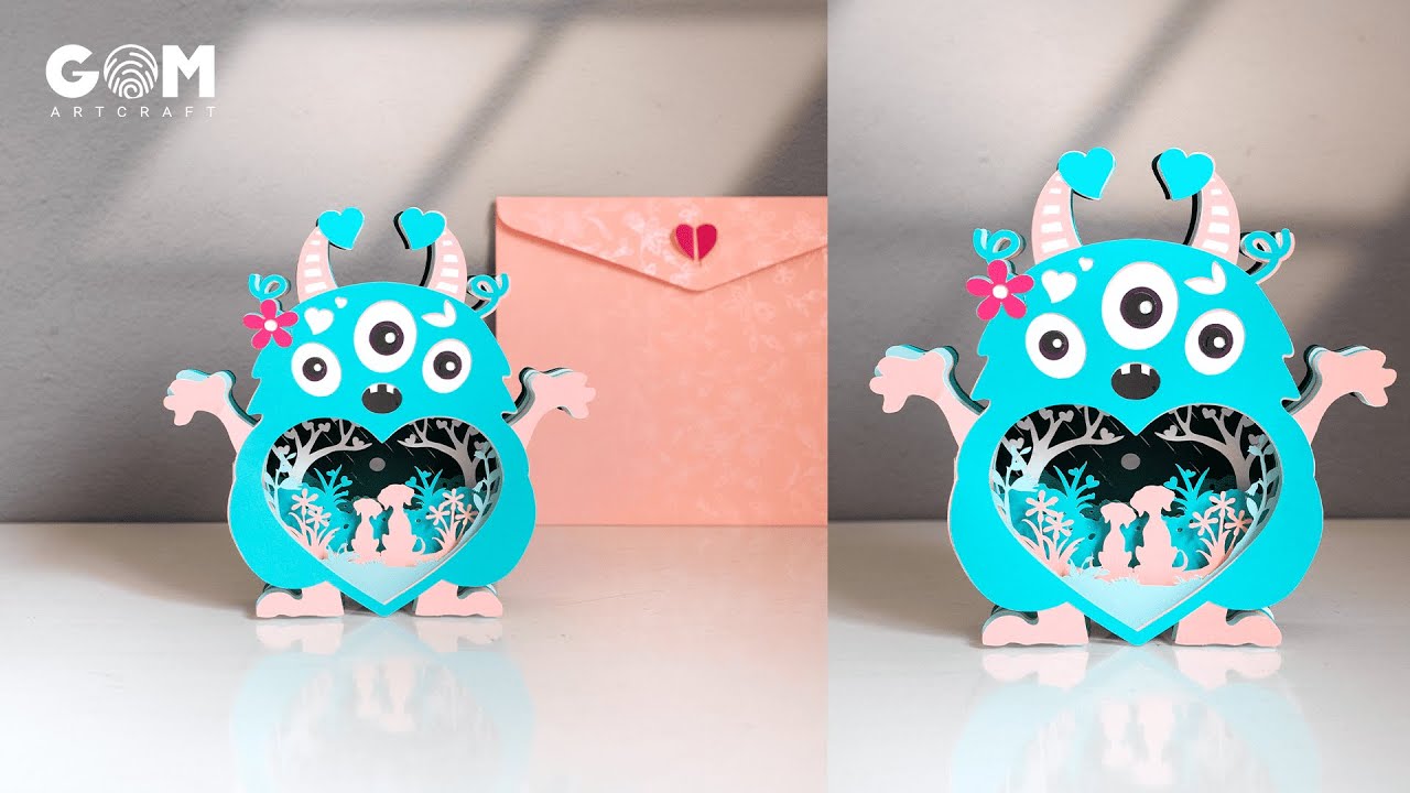 How to make Valentine's day Pop-up Card 2 - DIY Monster Love Card 