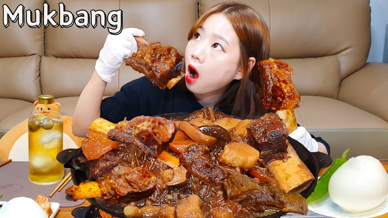Sub)Real Mukbang -Пареные ребрышки King Size 🍖 & жареный рис и сливовое вино 🍸 ASMR Korean Food