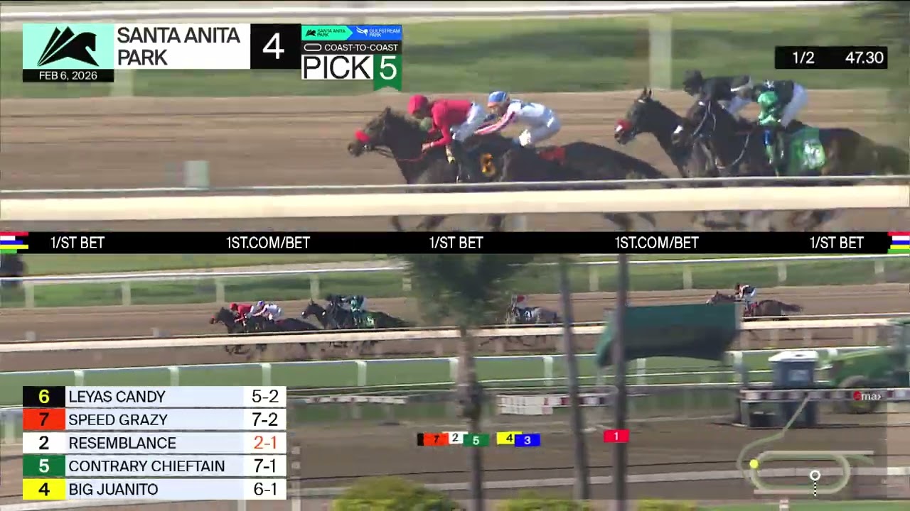 Жеребец Resemblance одержал победу в 4-й гонке в пятницу, 6 февраля, в парке Санта-Анита.